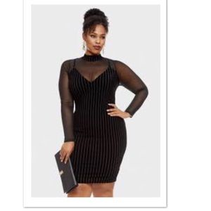 Velvet body mesh dress